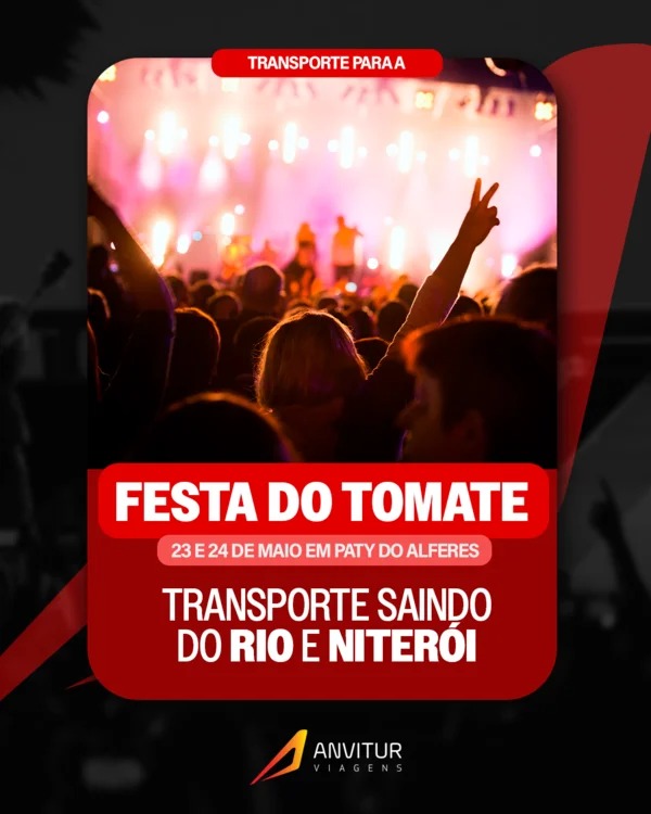 Excursão Festa do Tomate 2025 - 23/05 - Embarque Rio de Janeiro e regiõesu