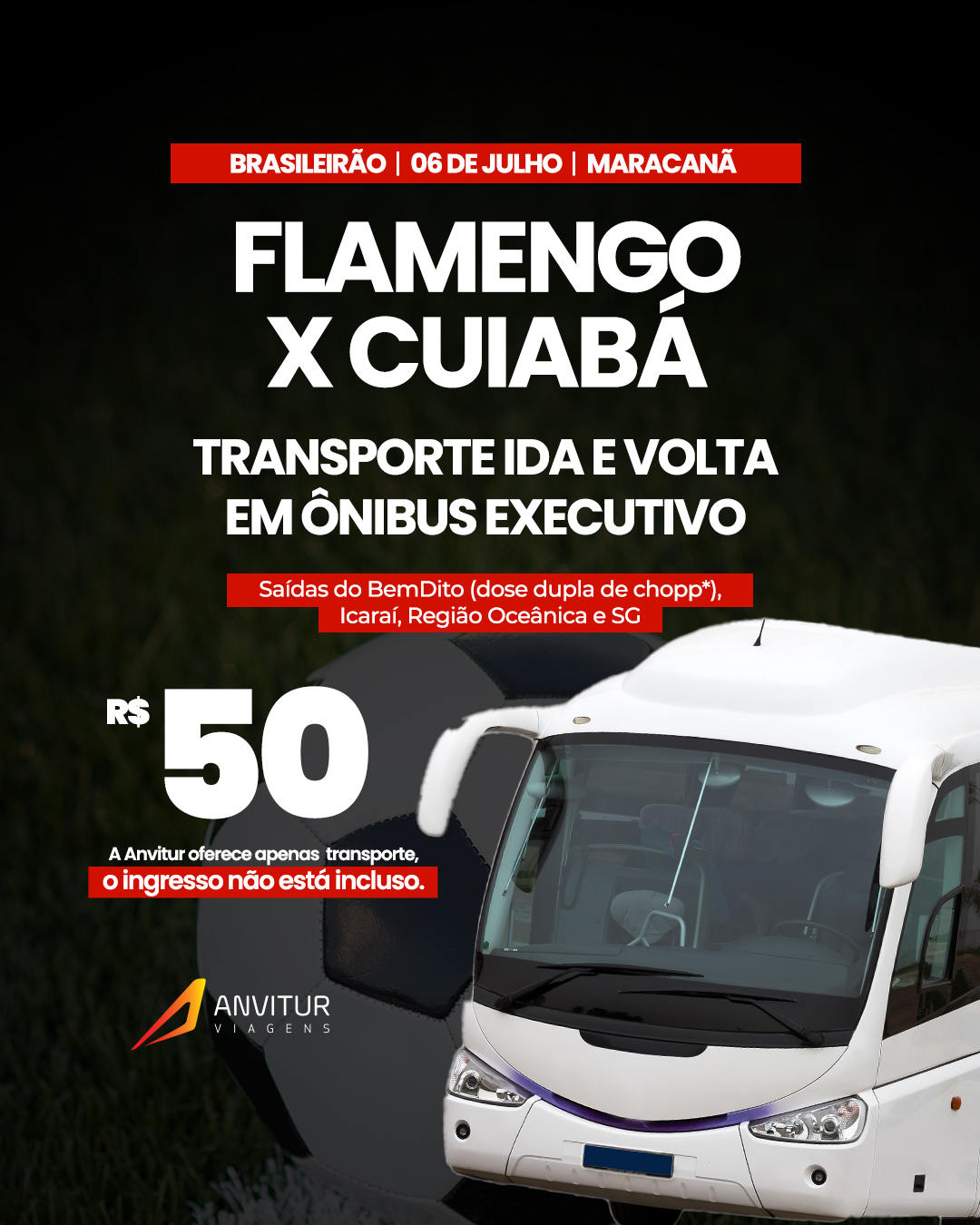 Transporte Flamengo x Cuiabá 06/07 - Embarque Niterói (Icaraí)