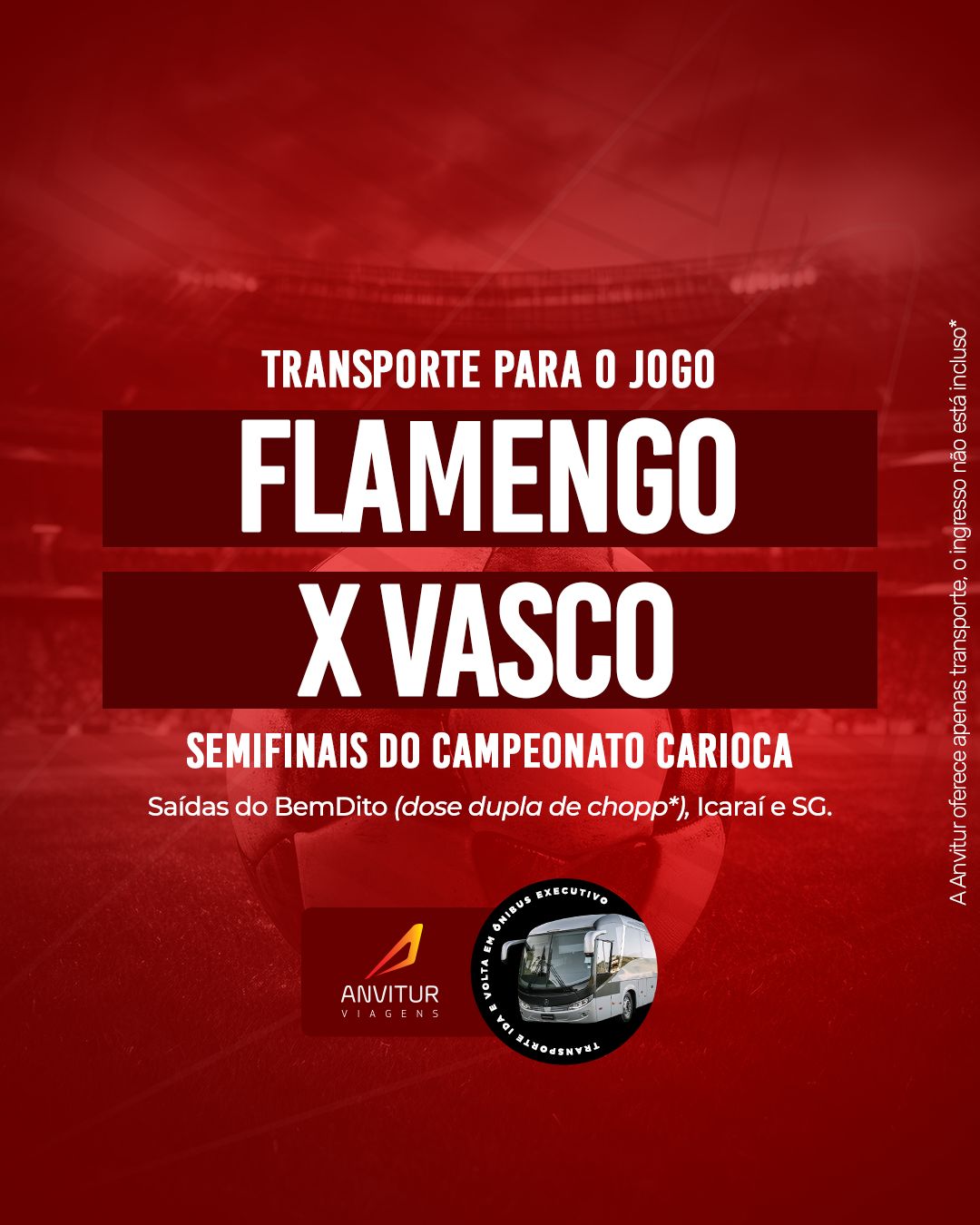 Transporte Flamengo x Vasco 08/03 - Embarque Icaraí (Flamenguistas)