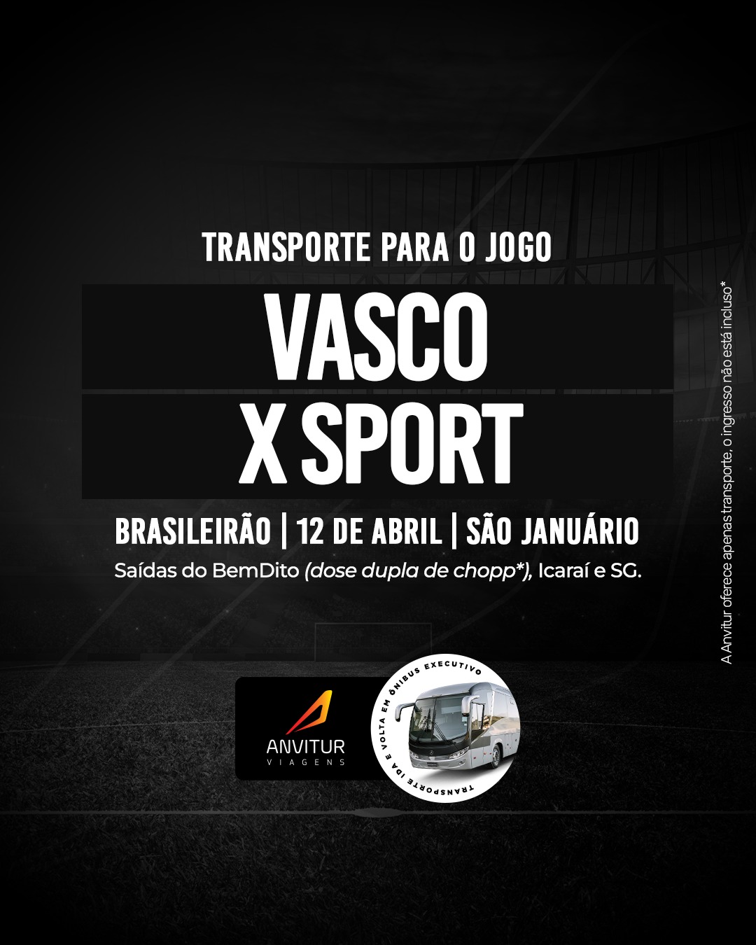Transporte Vasco x Sport 12/04 - Embarque Niterói (BemDito)