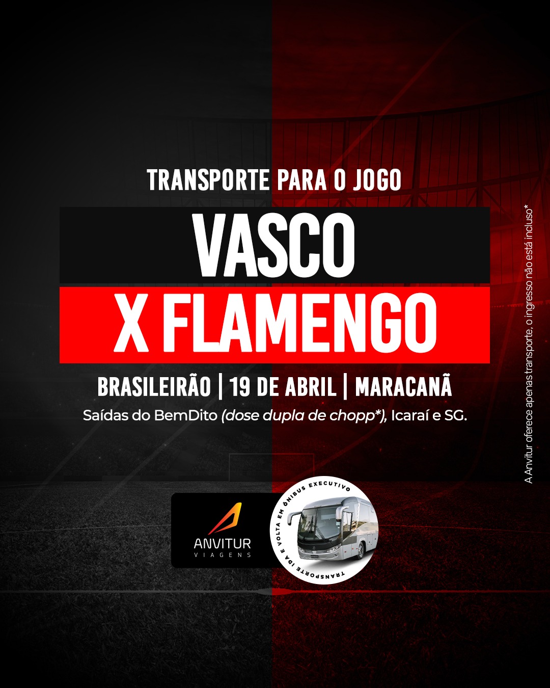 Transporte Vasco x Flamengo 19/04 - Embarque BemDito (Flamenguistas)