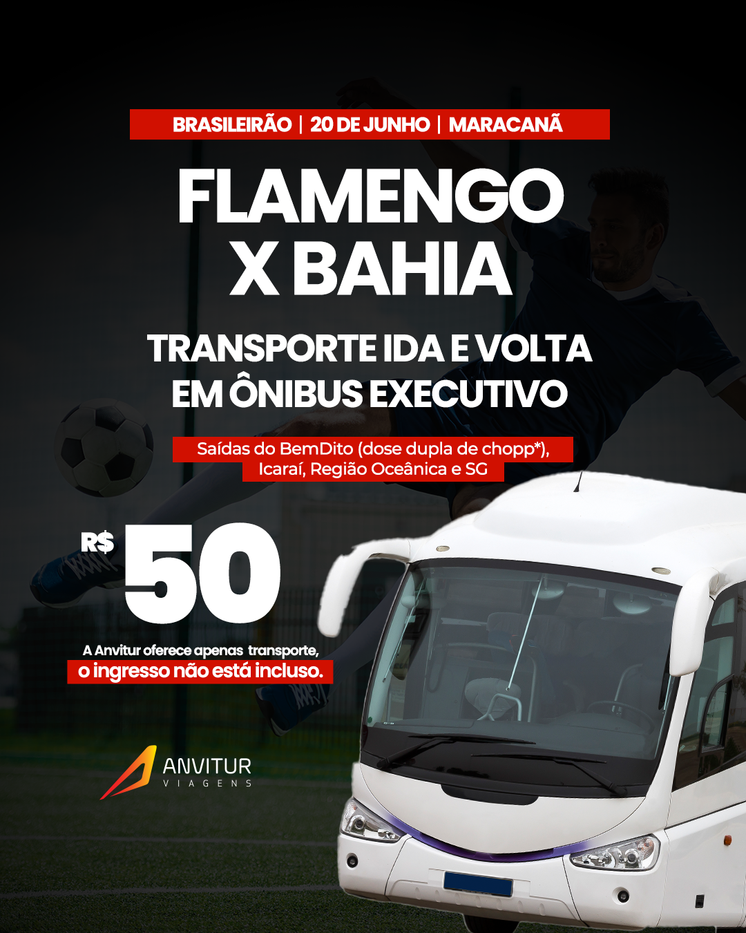 Transporte Flamengo x Bahia 20/06 - Embarque Niterói (Icaraí)