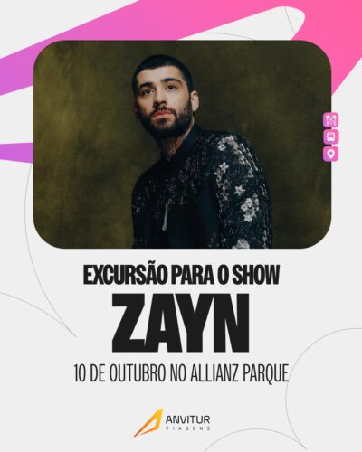 🚌✨🔥 EXCURSÃO ANVITUR – ZAYN NO ALLIANZ PARQUE (10/10) | EMBARQUE NITERÓI 🔥✨🚌